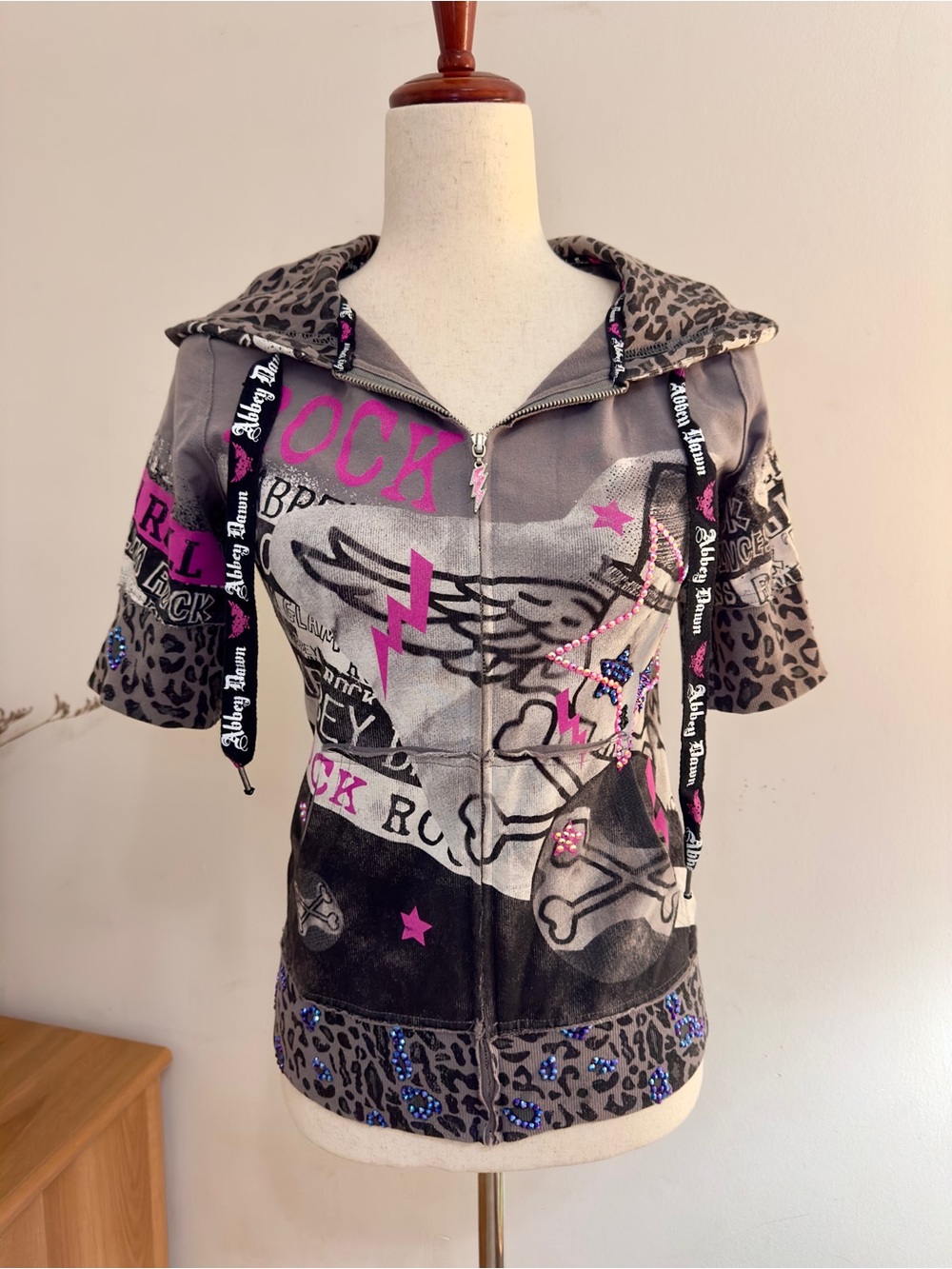 Punk Rock and Roll Princess Rare Bedazzled Avril Lavigne Abbey Dawn Zip Hoodie